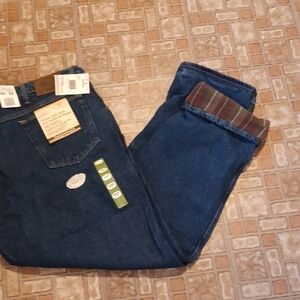 Cabela's Deep Indigo Relaxed Flannel Lined Jeans 42x32